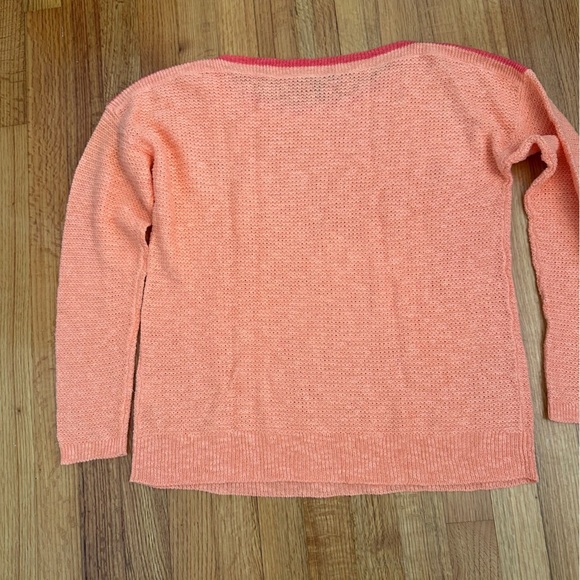 Eileen Fisher Womens M Orange Long Sleeve Bateau Neck Cotton Linen Blend Sweater - Picture 2 of 9